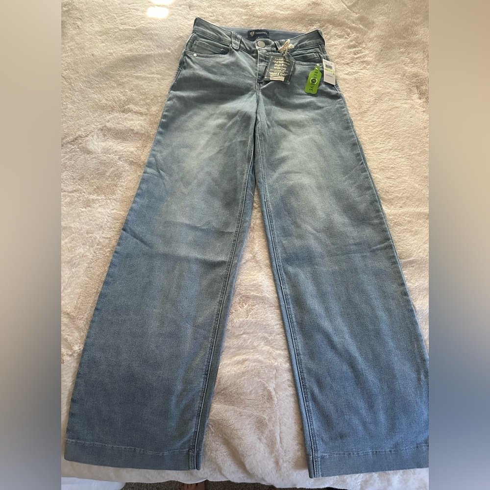 Democracy Light Blue Wide Leg Flare Jeans - Picture 3 of 5